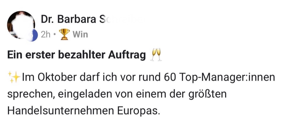 Screenshot: der erste bezahlte Auftrag