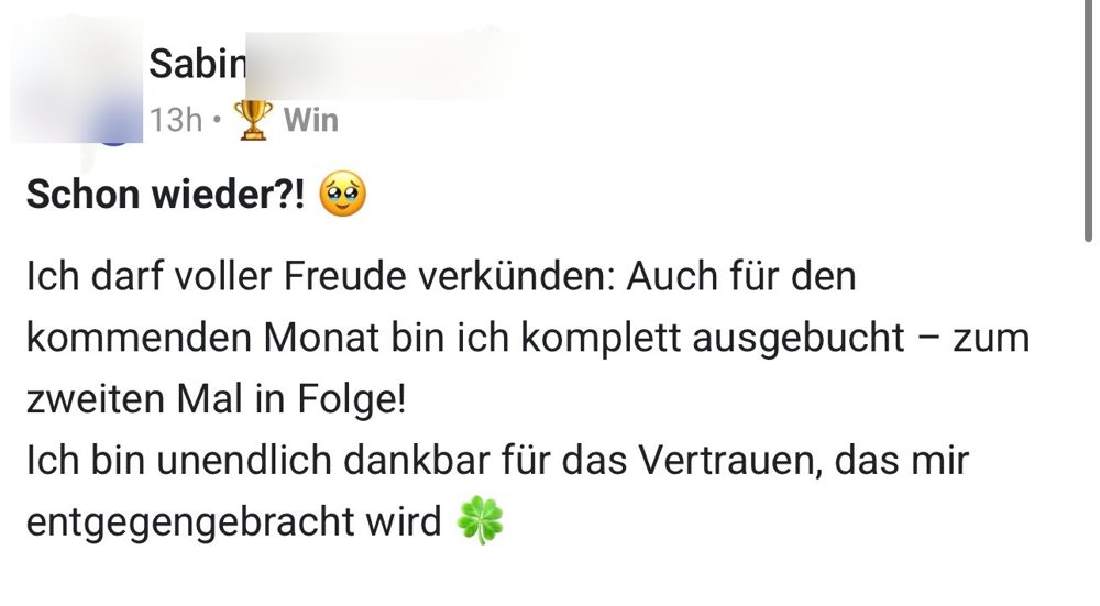 Screenshot: zum zweiten Mal in Folge komplett ausgebucht