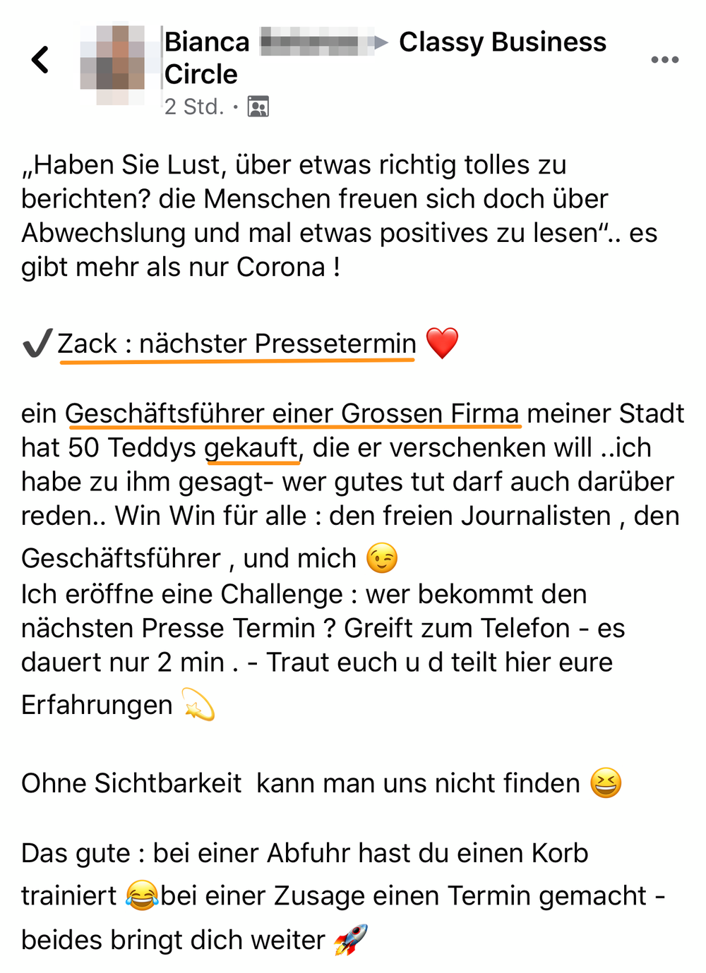 Screenshot: ein Geschäftsführer hat 50 Teddys gekauft